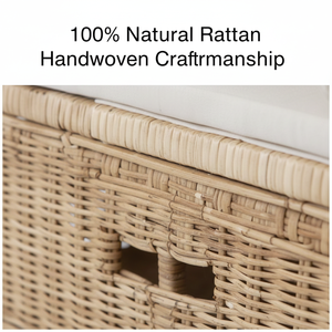 Banc de rangement pliable en rotin naturel pour enfants, organisateur de jouets, siège de canapé en osier pour enfants avec coussin, meubles de chambre d'enfant tissés à la main RT17 - Product Image 6