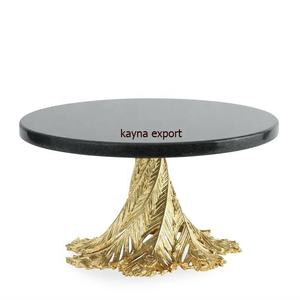 Latest Designer Gold Platted Metal <b>Stand</b> With Marble Round Top <b>Cupcake</b> <b>Stand</b> Supplier in India Embossed Design Metal Cake <b>Stands</b> - Product Image 5