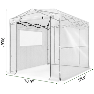 Serra Pieghevole 8x6ft in Plastica con Tubi in Ferro Verniciato e Rete in PE, Bianca, per Giardino - Product Image 2