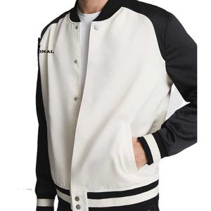 Veste de baseball de style streetwear pour homme, logo personnalisé, manches contrastées, col montant, style décontracté, mode streetwear, vente en gros - Product Image 2