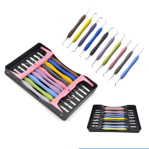 Instrumentos manuales de relleno dental de composite, juego de 10 piezas de amalgama plástica con mango de silicona, espátulas y raspador, CE - Product Image 6
