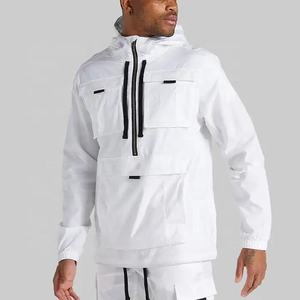 Chaqueta Cortavientos Blanca Personalizada para Hombre, con Capucha, Impermeable, Ligera, con Múltiples Bolsillos, Estilo Anorak, Ropa de Calle, Techwear - Product Image 1