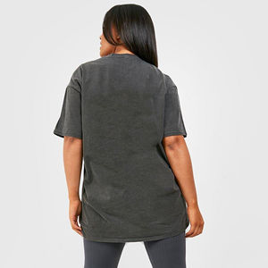 T-shirt d'été pour femme de haute qualité, 220 g/m², coupe oversize à épaules tombantes, col rond, 100 % coton, avec logo brodé personnalisé - Product Image 2
