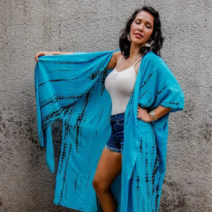 Cárdigan de Manga Larga con Estampado Tie Dye Estilo Boho Hippie para Mujer, Kimono Transpirable para Vacaciones en la Playa - Product Image 1