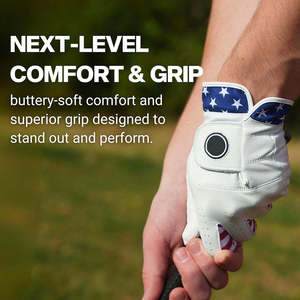 Guante de Golf de Cuero Genuino Blanco con Diseño de Estrellas y Rayas, Transpirable, para Mano Derecha, Unisex, con Cierre de Velcro - Product Image 6