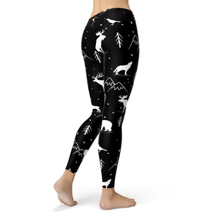 Leggings de sport pour femme, imprimé animal noir doux, taille haute, compression, extensibles, pour yoga et fitness - Product Image 6