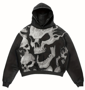 Black Wash Sun Faded Hoodies Cropped Distressed Embroidered Patches Hoodie Blank Custom Distressed Hoodies FOR <b>MEN</b> - Product Image 1