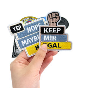 Patch en jean brodé personnalisé, badge à coudre, applique en tissu de forme irrégulière, couleur unie pour vêtement Keep Mir Gal Yep Nope Maybe - Product Image 1