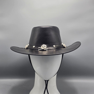 Black Leather Cowboy <b>Hat</b> Handmade with Hand Embroidery Western Wide Brim <b>for</b> <b>Men</b> and Women Four Seasons Use Custom Design - Product Image 4