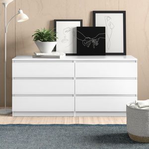 Comò Bianco a 6 Cassetti per Camera da Letto, Soggiorno o Corridoio - Product Image 1