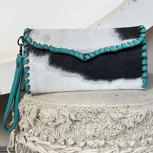 Cartera de Mano de Cuero Vacuno con Pelo Estilo Occidental para Mujer, Cartera Larga de Diseñador con Múltiples Compartimentos y Protección RFID, Monedero para Teléfono - Product Image 4