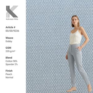 Tela Dobby de Algodón y Elastano, 235 GSM, Azul Claro, Ligera, Elástica, Tejido Suave, Fabricante Mayorista OEM ODM - Product Image 1