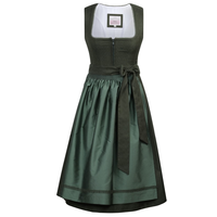 Robe Dirndl Vintage Femme Coupe A-Line Midi Sans Manches Col Festonné Velours Vert Ceinture Tissée Naturelle Ourlet Droit 6XL