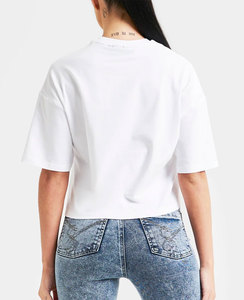 เสื้อยืดผ้าฝ้าย 100% 260 กรัม แขนสั้น ทรงหลวม แฟชั่น พิมพ์ลายตัวอักษรแบบเส้นคู่ พิมพ์ลายตัวอักษรแบบฟล็อกกิ้ง สำหรับฤดูร้อน ผู้ชาย ผู้หญิง คู่รัก - Product Image 3