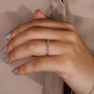 Round Diamond Eternity Band Wedding <b>Ring</b> Half Eternity <b>Stacking</b> <b>Ring</b> Dainty Diamond Band for Women - Product Image 6