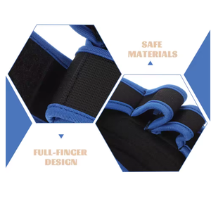 Guantes Deportivos Negros con Ribete Azul, Largos hasta la Muñeca, Transpirables, de Nailon, Estilo Liso - Product Image 5