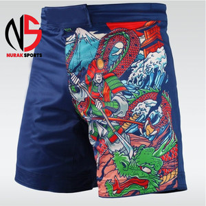 กางเกงชกมวยสไตล์ใหม่สั่งทำได้ คุณภาพสูง ขายส่ง ยืดหยุ่นสูง น้ำหนักเบา ระบายอากาศได้ดี ผลิตจากโพลีเอสเตอร์ 100% สำหรับกีฬากราปลิงและคิกบ็อกซิ่ง - Product Image 2