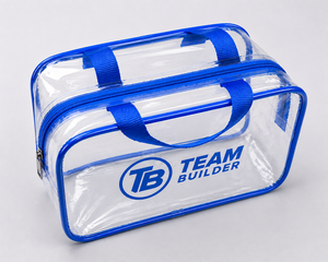 Trousse de Toilette de Voyage Suspendue Transparente Bleue Durable avec Poignées, Organisateur Cosmétique Étanche à Fermeture Éclair Multifonction 21x14x8cm - Product Image 4
