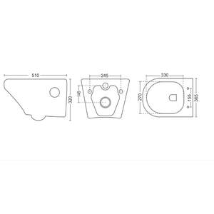 Inodoro suspendido de pared de alta calidad con forma Rubix moderna, 510x365x320mm, cerámica sanitaria, para uso comercial en baños. - Product Image 2
