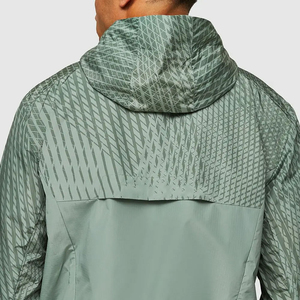 Premium <b>Men's</b> Hooded Windproof <b>Rain</b> <b>Jacket</b> Geometric Print <b>Lightweight</b> Polyester Sporty Spring Outfit Regular Fit Zipper Closure - Product Image 5