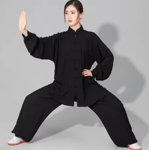 ชุดกังฟูผ้าฝ้ายสีดำสำหรับผู้หญิง ทรงหลวม ระบายอากาศได้ดี กางเกงสำหรับฝึกศิลปะการต่อสู้ สไตล์ผู้ใหญ่ - Product Image 1