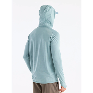 เสื้อเชิ้ตตกปลาแขนยาวสีฟ้าอ่อนสำหรับผู้ชาย UPF 50 ป้องกันรังสียูวี สีพื้น ผ้าโพลีเอสเตอร์ 100% เสื้อคลุมสำหรับกิจกรรมกลางแจ้ง - Product Image 3