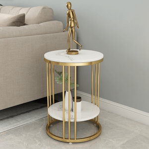 Hotel Luxury Furniture Marble Top <b>Side</b> <b>Tables</b> <b>Gold</b> Plated Metal Round Corner <b>Table</b> for Living Room, Hotel, Office Manufacture - Product Image 2