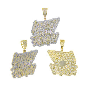 จี้เพชรโมอิสซาไนต์รูปตัวอักษรแบบ Iced Bling ชุบทองสองสี สำหรับผู้ชายและผู้หญิง เครื่องประดับฮิปฮอป สัญลักษณ์แห่งความภักดีและความเป็นสิทธิ์ - Product Image 3