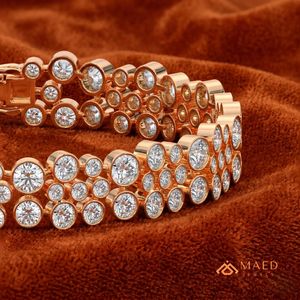 กำไลข้อมือเทนนิสโมอิสซาไนต์สีโรสโกลด์สำหรับผู้หญิง สร้อยข้อมือแบบโซ่และแบบเชื่อมต่อหลายแถว เครื่องประดับชั้นดี ชิค ชุดของขวัญวันครบรอบ - Product Image 2
