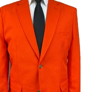 Blazer universitaire premium en polyester, orange chaud, coupe droite, simple boutonnage, style business décontracté, avec fermeture éclair, grandes tailles - Product Image 6