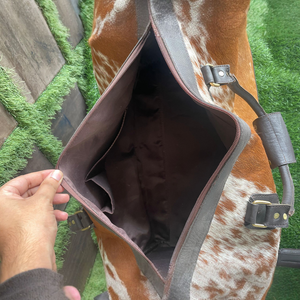 Bolsa de Viaje de Cuero Genuino con Pelo, Ligera, con Cierre de Cremallera, Gran Capacidad, Bolsillo para Zapatos, Personalizable OEM LHODB-0044 - Product Image 4