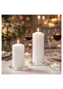 Elegant White Organic Soy Wax & <b>Paraffin</b> Jar Pillar Candles for Parties Home Decoration Luxurious Ambiance Dining Living Spaces - Product Image 2
