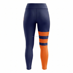 Leggings Deportivos de Cintura Alta para Mujer con Bloques de Color y Estampado de Letras, Largos, para Yoga, Fitness y Entrenamiento, en Negro, Amarillo y Blanco - Product Image 3