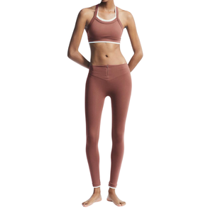 Ensemble de yoga pour femmes, épaules dénudées, asymétrique, en Spandex/Nylon, respirant, antibactérien, taille élastique, 2 pièces - Product Image 4