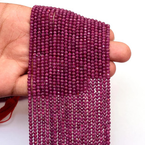 Cuentas sueltas de rubí AAA+ de 3mm-4mm microfacetadas en forma de rondel, rubí rojo natural, piedras preciosas sueltas para la fabricación de joyería. - Product Image 5
