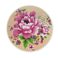 Ensemble de sous-verres élégants en céramique à motif pivoine, technique d'impression par transfert d'eau, lavables, durables, pour la décoration de table et les boissons