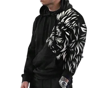 Ensemble de survêtement à capuche imprimé pour homme, tenue décontractée deux pièces, streetwear, jogging, vêtements de sport, costume chaud à capuche pour l'hiver - Product Image 2