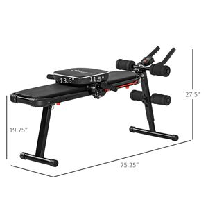 <b>Foldable</b> Home Gym System <b>Workout</b> <b>Bench</b> and Abdominal Cruncher with Resistance Bands for Ab Exercises - Product Image 2