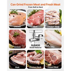 Picadora de Carne Eléctrica Comercial de Acero Inoxidable, Capacidad de 7 Libras por Minuto, con Cuchilla y Plato de Molienda para Hacer Salchichas y Picar Carne - Product Image 4