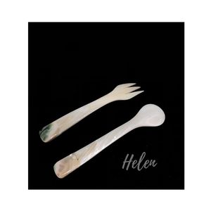 Cuchara de té Helen Real Touch de nácar, mango largo blanco, estilo vintage, cuchara para postre, diseños personalizados, gran oferta - Product Image 2