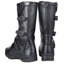 Zapatos de Piel para Motocicleta para Hombre 2023 Botas de Carreras para Pilotos en Cuero Negro Equipo de Turismo para Automovilismo y Prendas de Piel - Product Image 2