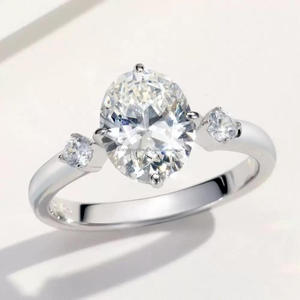 Luxury Oval Cut Moissanite Diamond <b>Ring</b> In 925 Sterling <b>Silver</b> With Side Stones Elegant <b>Solitaire</b> Engagement Jewelry For Women - Product Image 1
