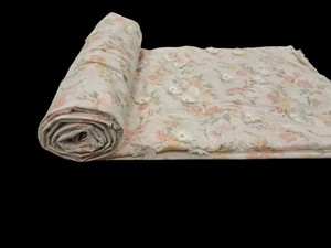 Hot Sale Luxe 3D Floral Applique Cotton Fabric– Delicate White Raised Flower Embroidery on Pastel Botanical Print Summer Dresses - Product Image 2