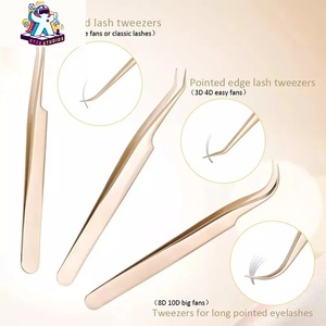 Ensemble de pinces à cils en acier inoxydable Ryzer Studio, 1 pièce, pointe incurvée et pointue, outils de beauté pour extensions de cils, maquillage et outils - Product Image 3