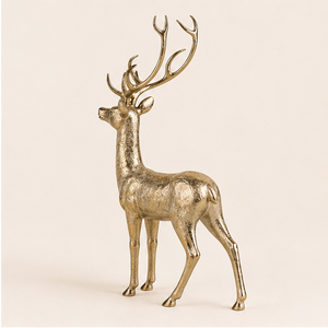 Figura de Reno Navideño de Poliresina Dorada de Lujo, Elegante Estatua de Reno de Pie para Decoración Navideña del Hogar y Centro de Mesa Festivo - Product Image 3