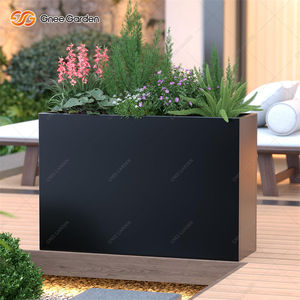 Envío Rápido desde EE. UU. - Jardinera Moderna Cuadrada de Acero Galvanizado Negro de 151L, Resistente a la Intemperie, para Interiores/Exteriores - Product Image 3