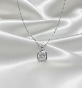 Collier pendentif Solitaire en argent sterling 925 avec zircon taille princesse 2 carats, serti clos abstrait, cadeau de fiançailles tendance - Product Image 3