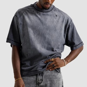 T-shirt vierge épais oversize effet vieilli personnalisé pour hommes, vente en gros, prix de gros - Product Image 4