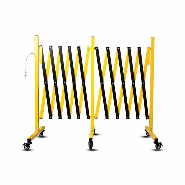 Expandable Safety Barrier Gate - Indoor Outdoor Retractable Traffic Fence With Wheels & Casters
