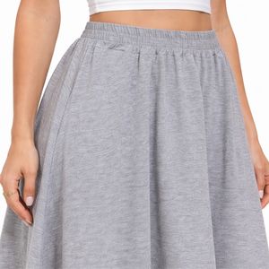 Falda Midi Gris de Cintura Alta para Mujer, Estilo Casual, Corte en A, Cómoda, para Uso Diario - Product Image 4